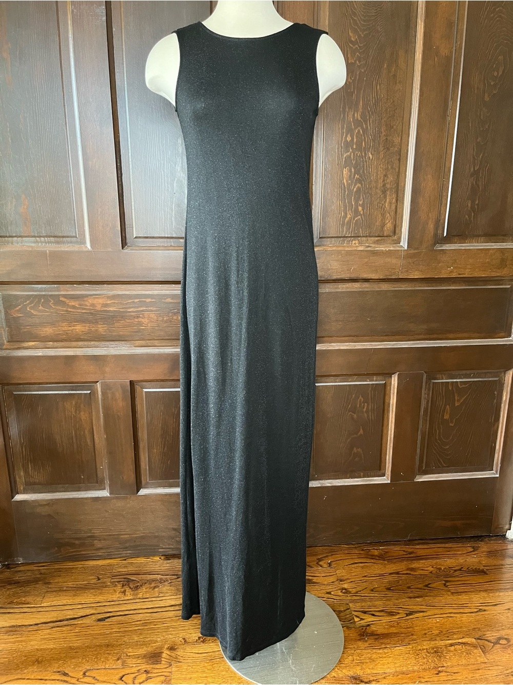Massimo Dutti Shimmer Sheath Column Dress Evening Black Sleeveless 6689 Size XS